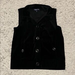 Black Velvet Button-Up Vest